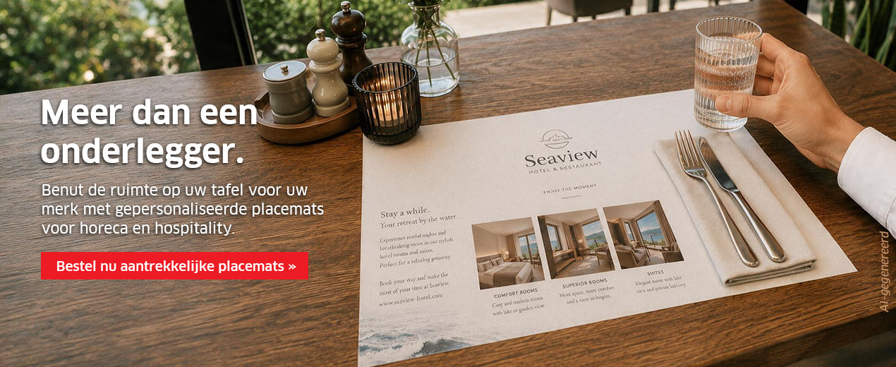Laat nu placemats drukken die indruk maken.