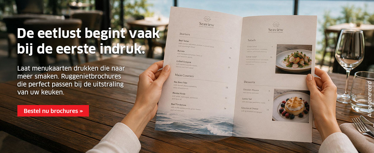 De eerste indruk schuift mee aan tafel – met professioneel gedrukte menukaarten.